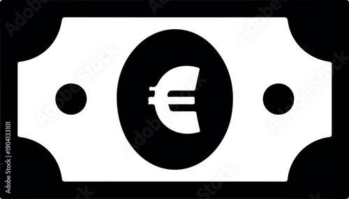 Euro Bill Icon Vector Flat Design Money Currency Symbol