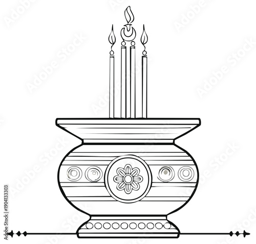 Illustration of a decorative candle holder with candles in outline