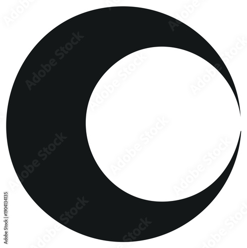 Abstract Crescent Moon Shape Isolated Black and White Silhouette