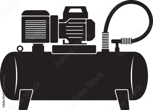 Industrial air compressor tank with motor icon