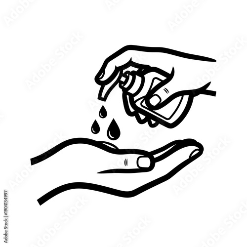 Hand Sanitizer Application: Clean Hands Hygiene Concept Illustration