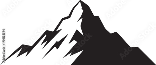 Mountain peak silhouette with snowy rocky slopes
