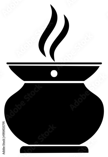 Aromatherapy essential oil burner icon with steam for spa and wellness