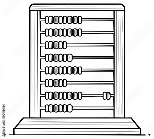 Wooden abacus illustration for counting and mathematics