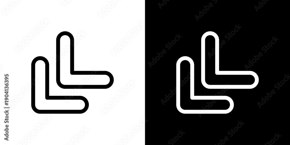 Obraz premium 左下向き二重矢印の縮小・戻る操作アイコン（ベクター）