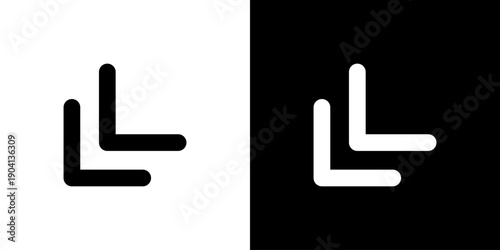 左下向き二重矢印の縮小・戻る操作アイコン（ベクター）