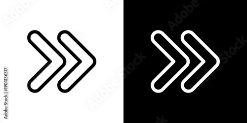 右向き二重矢印の進む・次へ操作アイコン（ベクター）