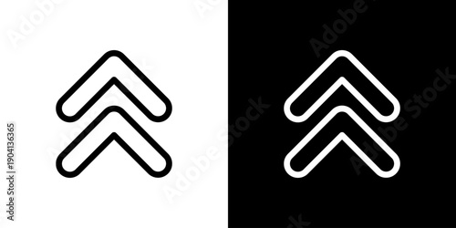 上向き二重矢印の拡大・上方向操作アイコン（ベクター）