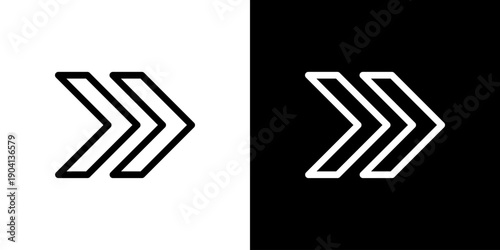 右向き二重矢印の進む・次へ操作アイコン（ベクター）