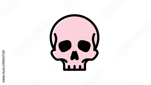 Pink Skull Icon Simple Design Element.