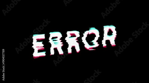 Dynamic Glitch Error Message Displayed on a Dark Screen, Featuring Pixelated RGB Distortion and Static Interference, Symbolizing a Digital System Problem or Malfunction