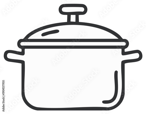 Simple outline icon of a cooking pot with a lid and handles kitchen utensil