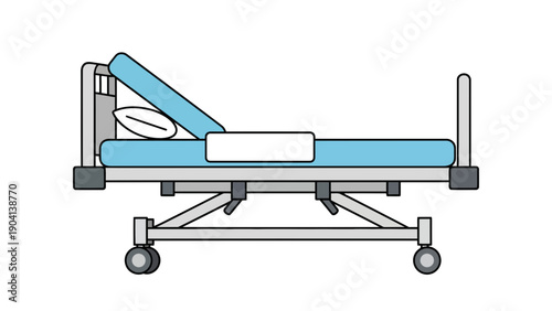 Hospital Bed with Adjustable Head and Wheels
