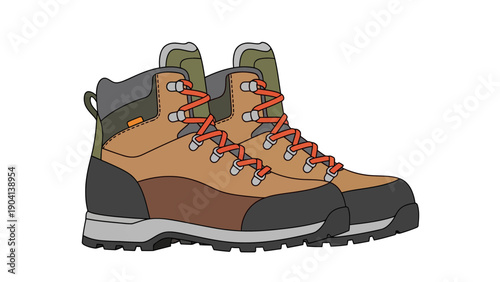 Hiking boots with orange laces and brown leather