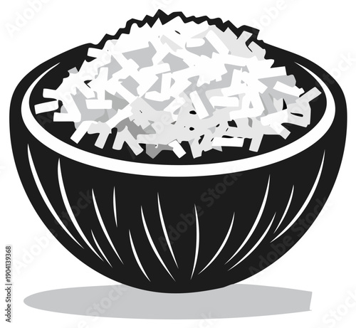 Bowl of Coconut Flakes Illustration Vector