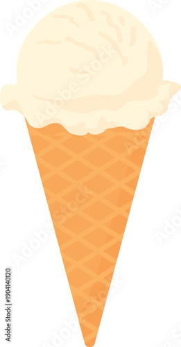 コーンに入ったバニラのアイスクリームのベクターイラスト