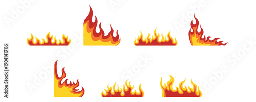 Fire Flame Corner Illustration for Hot and Spicy Food Promotion, Flyer, Banner. Vector Isolated.