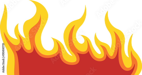 Fire Flame Corner Illustration for Hot and Spicy Food Promotion, Flyer, Banner. Vector Isolated.