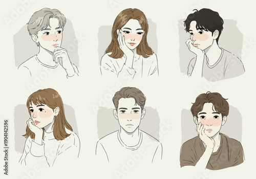 Minimal Pixel Art Portraits Diverse People Expressive Emotions Soft Colors