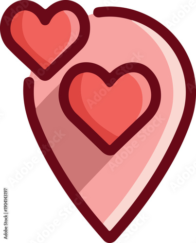 Love Location Pin with Hearts Icon