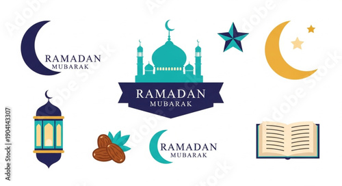 Ramadan Mubarak Islamic Symbols Collection.