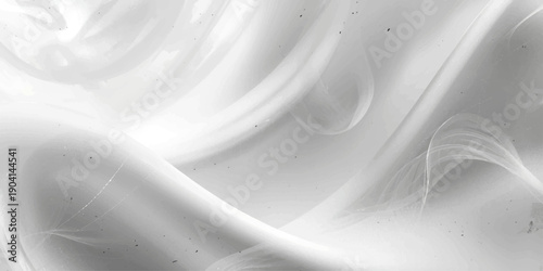 Smooth white silk and satin fabric background with soft flowing waves and light grey curves creates a luxurious textile texture design for a seamless cloth wallpaper backdrop