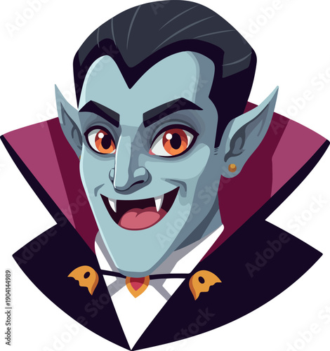 Pixel Art Vampire Portrait With Fangs And Pointed Ears