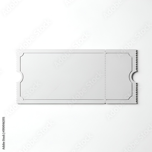 Blank, white paper ticket with perforated edge