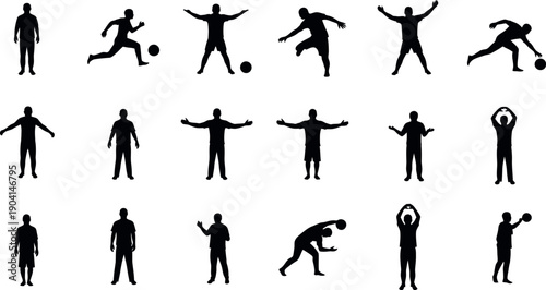 Collection of human silhouettes in various poses and actions