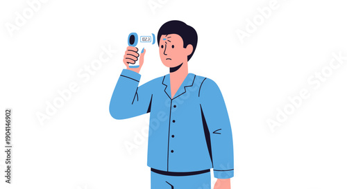 Man checking temperature with digital thermometer