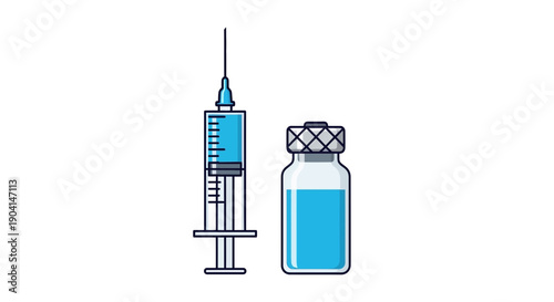 Medical syringe and vaccine vial illustration