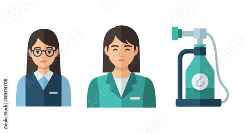 Medical professionals with oxygen cylinder