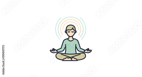 Meditating person with aura lines