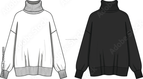 Sleeveless quilted vest vector illustration, front and back view apparel design, high collar fashion garment template, diamond stitch clothing mockup drawing