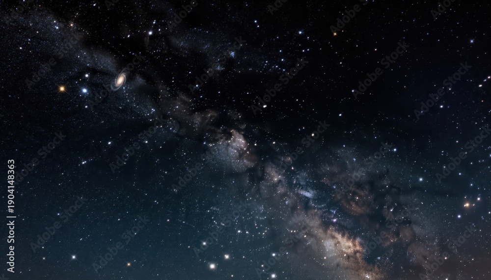 Obraz premium Night Sky Serenity: Witness the breathtaking beauty of the celestial sphere as countless stars twinkle against the dark canvas of space.