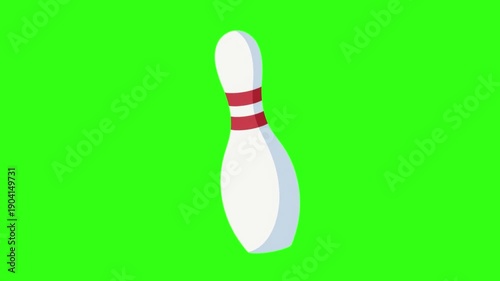 Bowling pin animation on green screen 