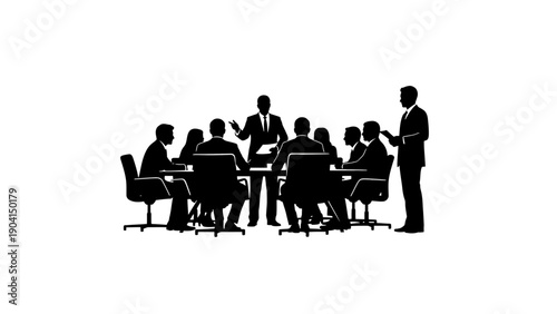 Business meeting discussion with professionals around table vector illustration