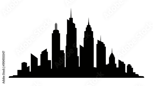 City Skyline Silhouette with Modern Skyscrapers Vector Illustration