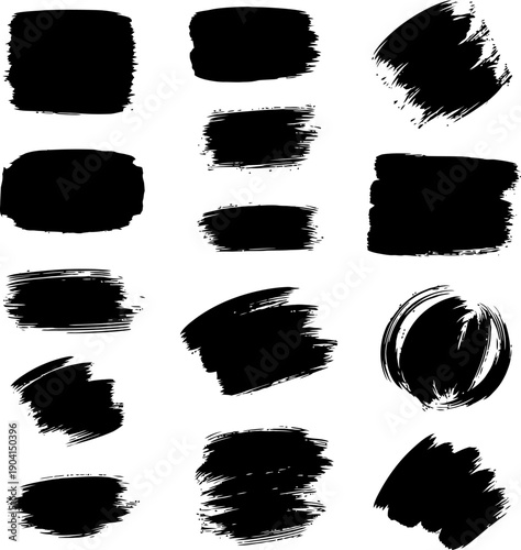 Abstract black ink blots on a white background in various shapes and sizes Vector