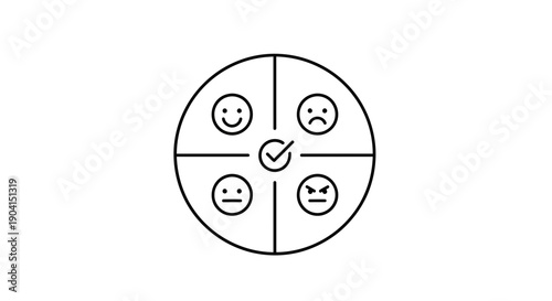 Customer Satisfaction Meter with Emoticons and Checkmark Icon