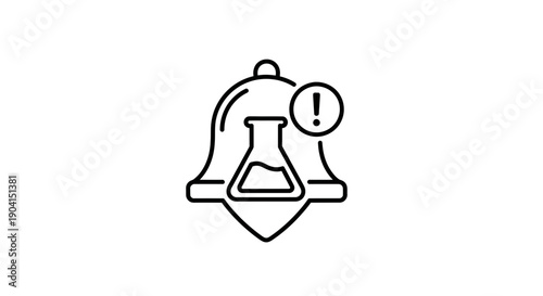 Medical Alert Notification Icon: Bell with Flask and Exclamation Mark