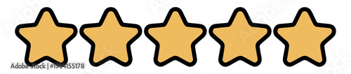 Five golden rating stars displayed in a row symbolize excellent customer review or quality achievement.