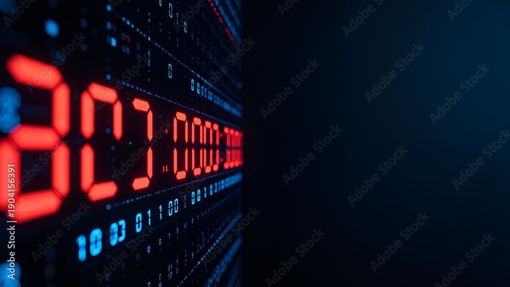 Obraz premium Digital clock display with binary code