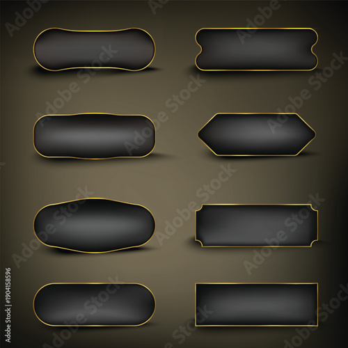 Button set color gold and black shape