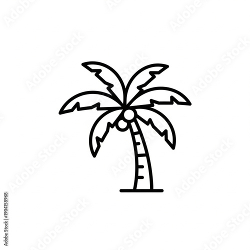 Simple realistic palm tree icon, neat leaf details, natural colors, transparent background