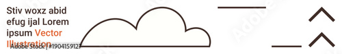 Weather icons, communication symbols, interface design, minimalism concepts, branding tools, graphical resources. Cloud and arrow graphics with placeholder text. Weather and communication concepts