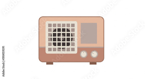 A retro-style portable radio or small air conditioner unit with a speaker grille and control knobs.