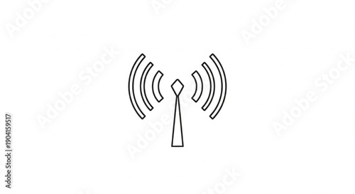 A simple line art icon depicting a transmission tower or antenna emitting wireless radio waves, symbolizing communication and connectivity.