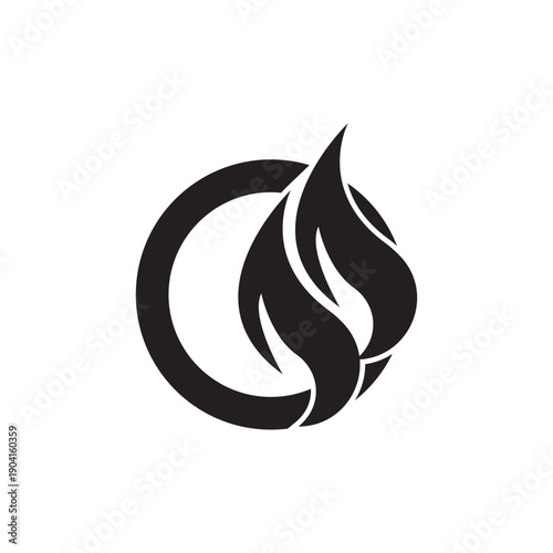Flame logo template, vector icon, oil, gas and energy logo concept.