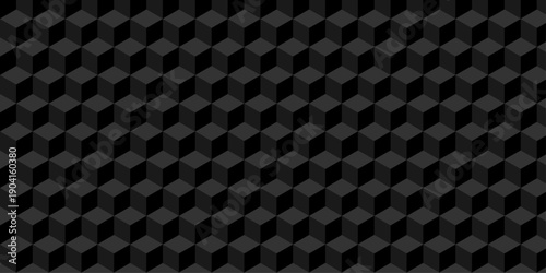 Black cube seamless creative cubes decoration triangle wall and wallpaper textile vector square tile, mosaic endless repeat hexagon block texture background.